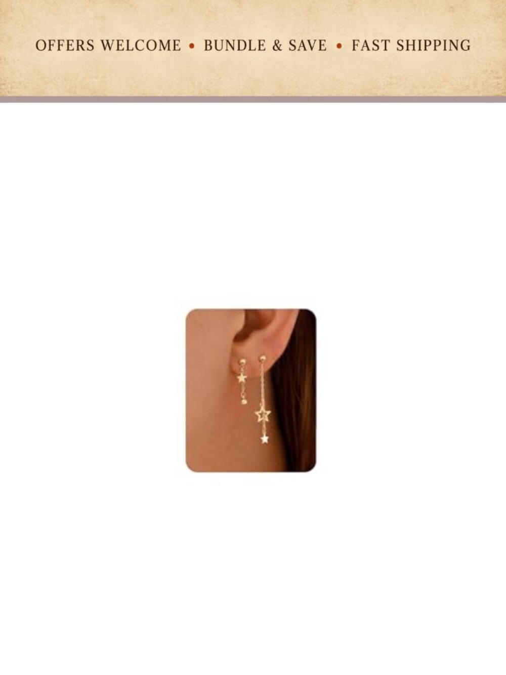 PRTGL Dangle Earrings Women 14K Gold Plated CZ Long Tassel Hoop Chain